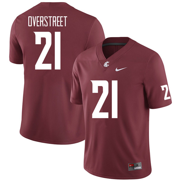 Men #21 William Overstreet Washington State Cougars College Football Jerseys Sale-Crimson